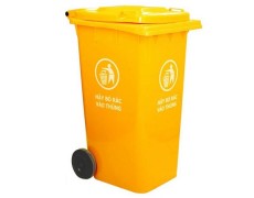 Thùng rác nhựa HPDE 120 lít nắp đậy (màu vàng)